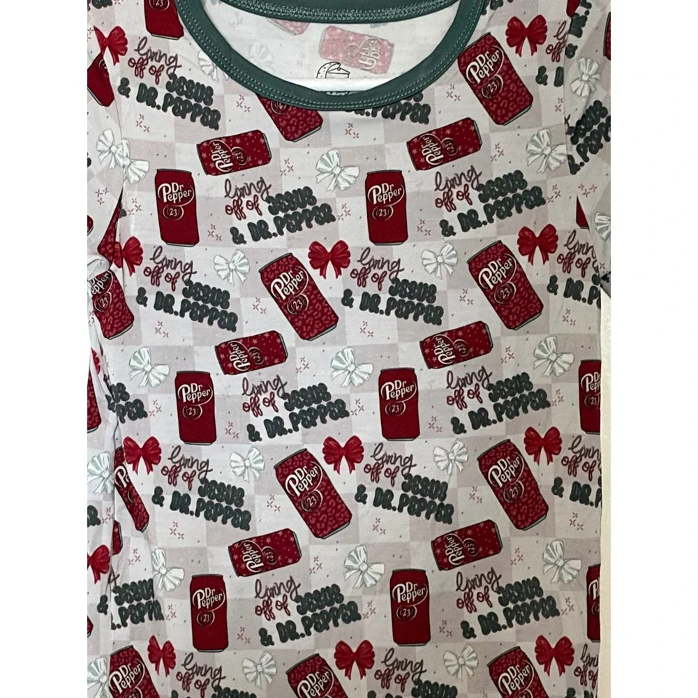 Gigi's Kids Pajama Set 4T‎ Dr Pepper Soda Print Short Sleeve Top Pants